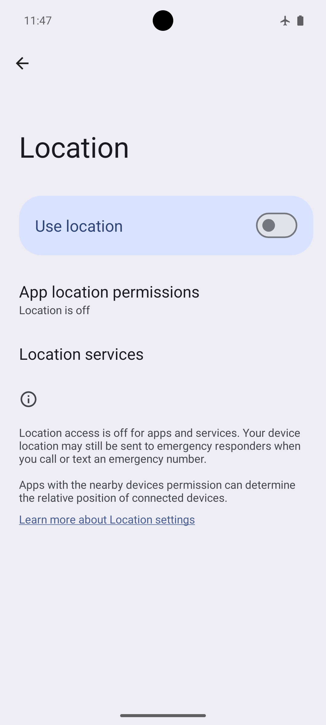 Location turned off